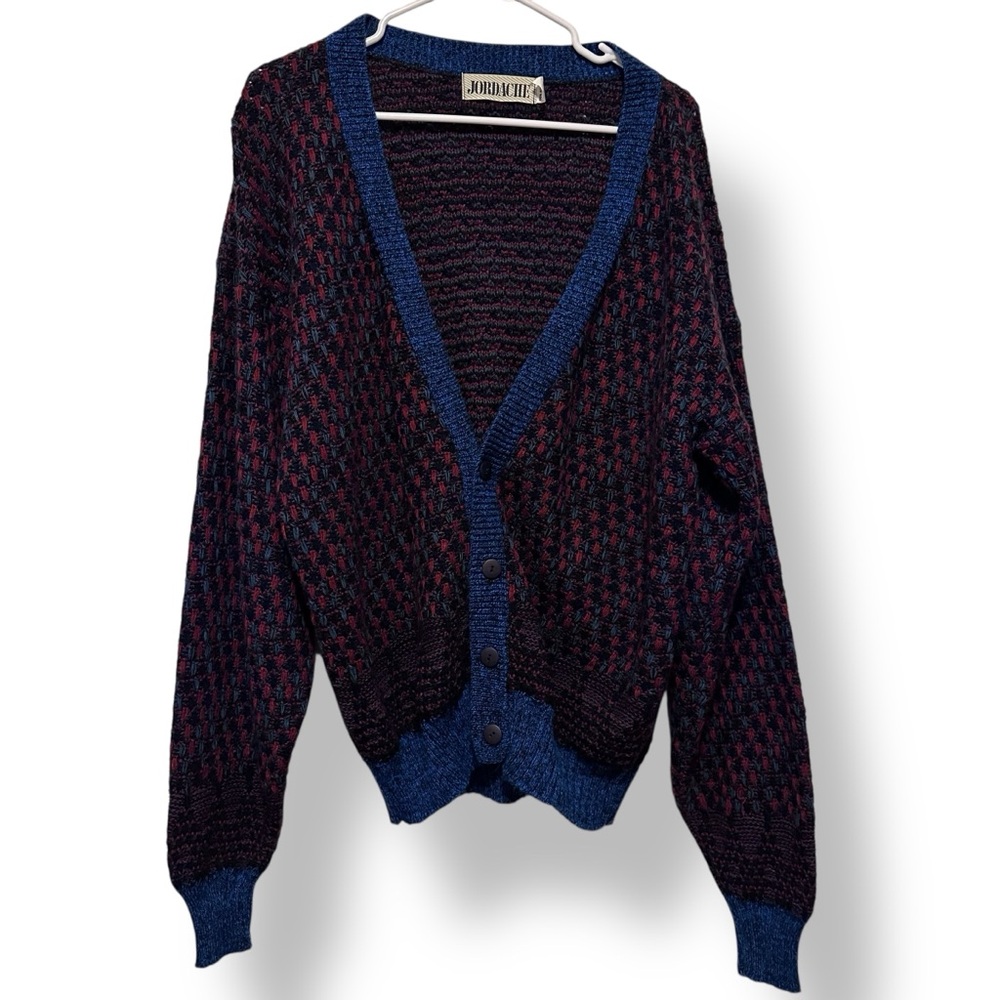 JORDACHE Vintage 90s Cardigan Men’s Large | Made in USA | Retro Chunky Knit